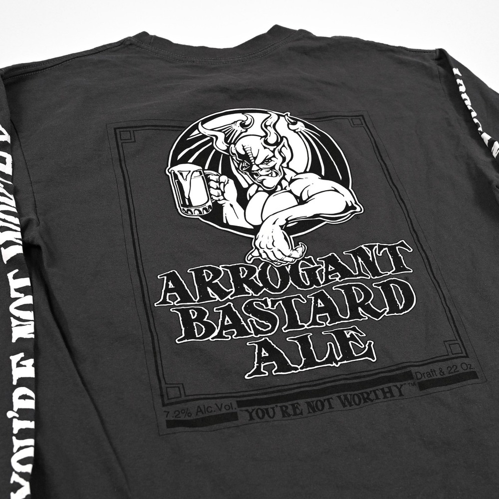 Stone Brewing Arrogant Bastard Ale Men's Medium Long Sleeve Gray Graphic Beer